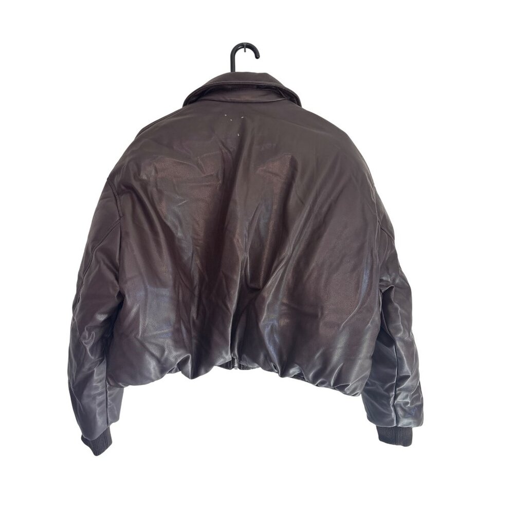 superdown Sanja Faux Leather Jacket in Brown Small Womens Vegan Coat - Picture 6 of 9